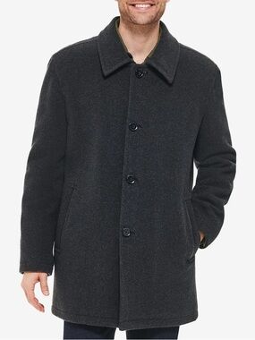 Cole Haan Men's Wool-Blend Car Coat in Charcoal. Size S